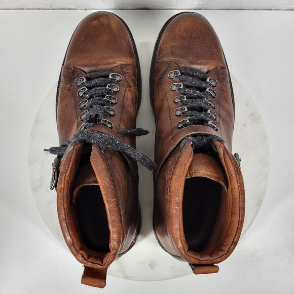 Frye George Norwegian Hiker Boots Mens 13 Brown Buckle Leather - Picture 5 of 16